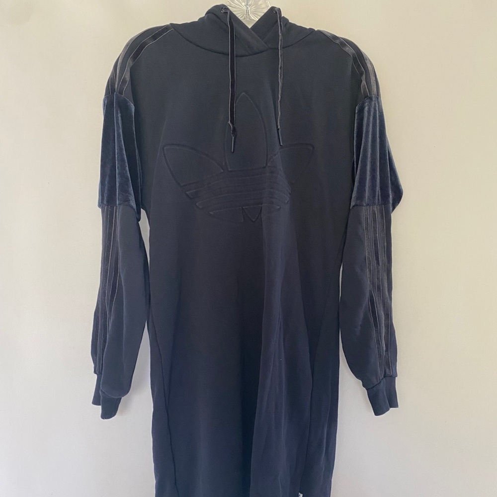 Vintage Adidas trefoil hooded velvet dress